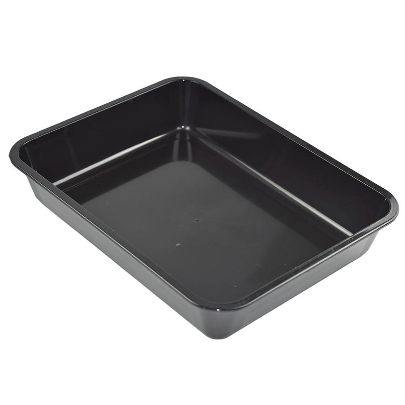 OMEM Reptile Food Bowl Large Water Dish, Wood Plate, Bowl Turtles (M=31.5 * 23.8 * 4.7, Black) - Image 1